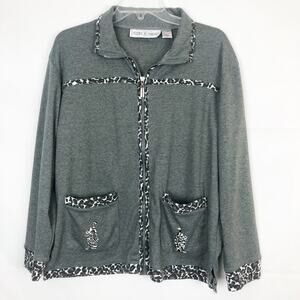 Needle & Threads Vintage Animal Print Full Zip Cardigan Size M